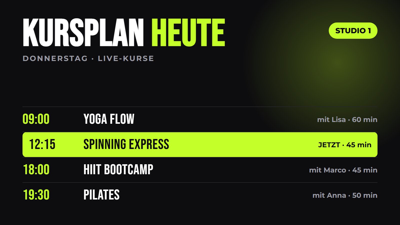 Beispiel-Slide: Fitness & Studios